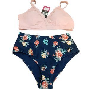 Shekini Floral Two Piece Swimsuit Bikini Set